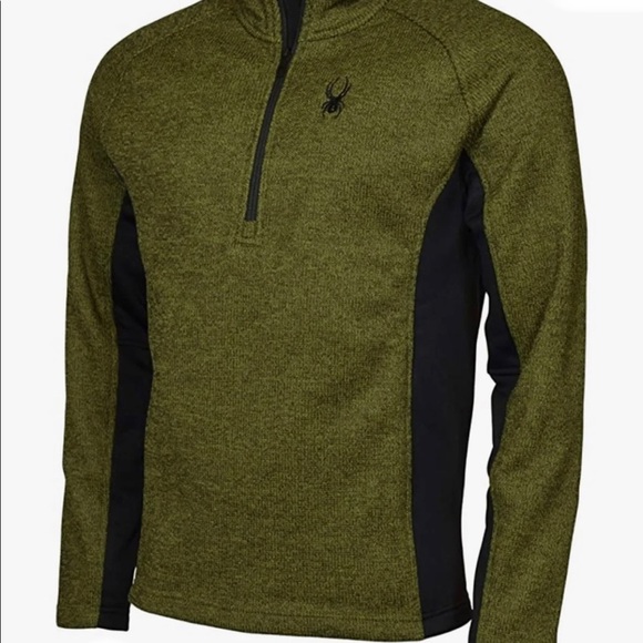 🆕 Spyder Men's Half-Zip Outbound Stryke Sweater Jacket - M- Green - Picture 2 of 7